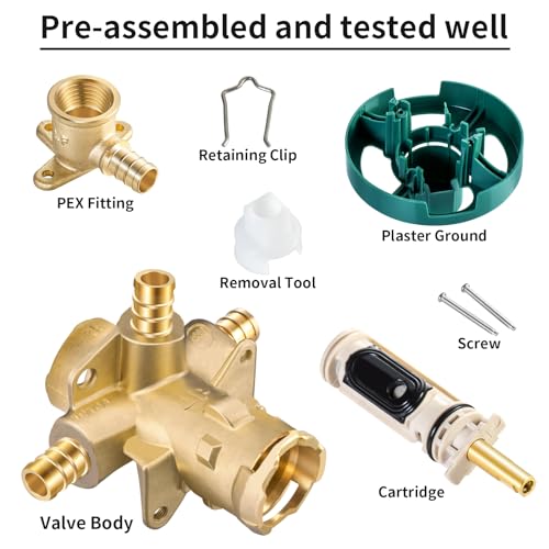 Lead-Free Copper OEM Pressure Balancing Valve with 1/2 Crimp Ring PEX Connection and 1222 Shower Valve Cartridge - for FP62325PF Model