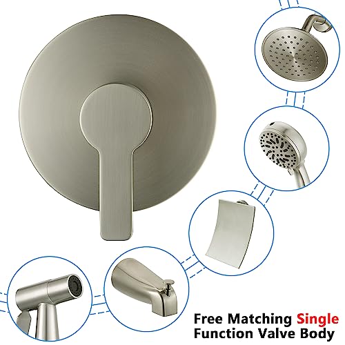 Single Function Shower Mixer Valve Kit for Wall Mount - Brushed Nickel
