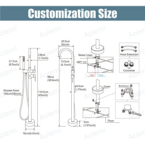 Floor Mount Bathtub Faucet with Handheld Shower Head