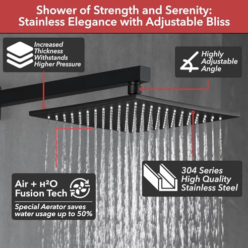 Matte Black Shower System with Handheld Shower Head and Body Jets