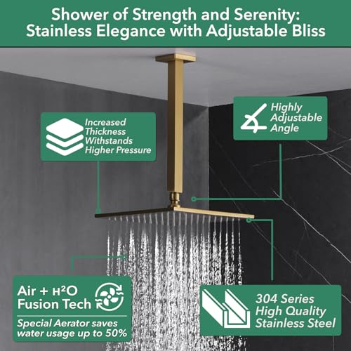 Brushed Gold Shower System with Handheld and Body Jets